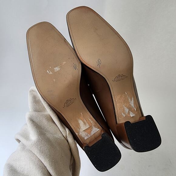 Bally Ostensa 2 Sporty Pumps UK 7.5E US 10 NARROW Brown Leather Block Heel - Picture 9 of 9